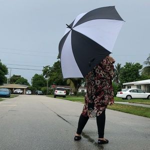 Large black and white umbrella